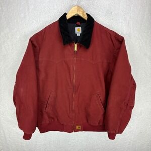 Carhartt Santa Fe Jacket Quilt Lined Mens 3XL J14 DKR Dark Red EUC